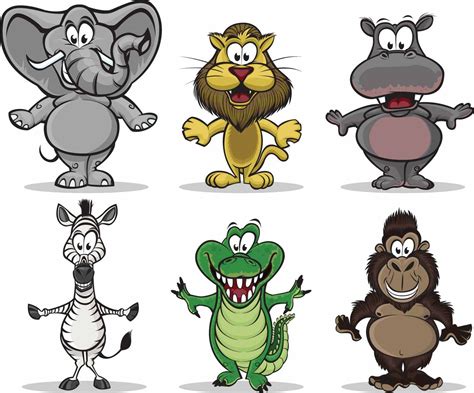animal caricatures clip art.
